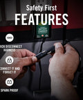 Ring Terminal Harness Cable With SAE Quick Disconnect 18 Inch Cord Adapter For 12V Battery Chargers Easy Quick Connect For Motorcycles Cars ATVs And More Go To Charge Accessory, hands connecting SAE plug