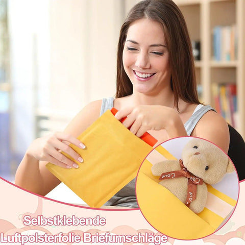 Person using Kraft Bubble Mailers 6x10 Outer, 6x9 Usable Inner, 100 Pack Self Seal Padded Envelopes for shipping and mailing.