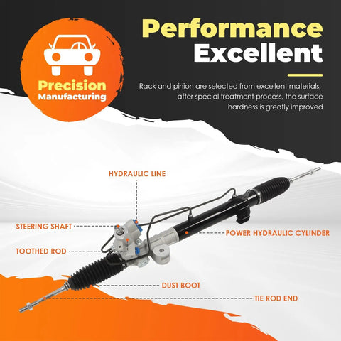 Diagram of Power Steering Rack And Pinion For Nissan Maxima 2009 To 2014 3 5L V6 Direct Fit Replacement With Precision Machined Components