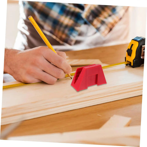 Person using 12 Piece Plastic Wrench Storage Organizer Tray for Garage and Workshop on wooden workbench with measuring tape