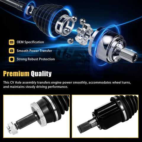 Front CV Axle Shaft Assembly Pair For Hyundai Sonata 2015 2019 And Kia Optima 2016 2020 L4 2.4L Gas Driver And Passenger Side Drop In Replacement Kit NCV75078 NCV71001K, exploded joint view