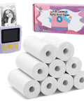 Nine 1Inch By 2Point2Inch Kid Camera Paper Roll Refills For Instant Print White Thermal Paper For Kids Photo Printer No Fuss Replacement Rolls 9 Pack Compatible With Most Kid Cameras Non Toxic, 9 white rolls and pink box