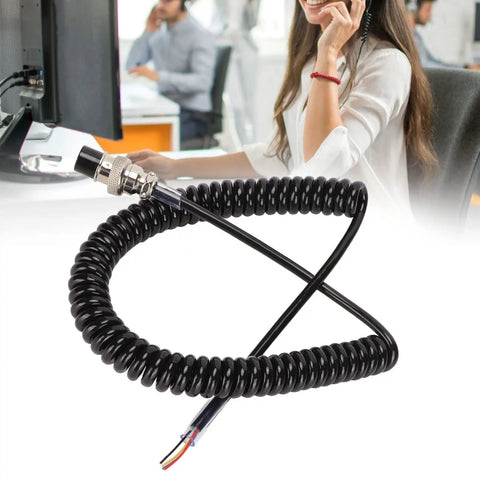 Coiled 4 Pin Radio Mic Cable Replacement Cord With Prewired Female Plug For CB HAM Radios