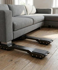 Heavy Duty 2 Pack Furniture Dolly With Sturdy Carbon Steel Build and Thick Rubber Pads for easy appliance moving under a sofa.