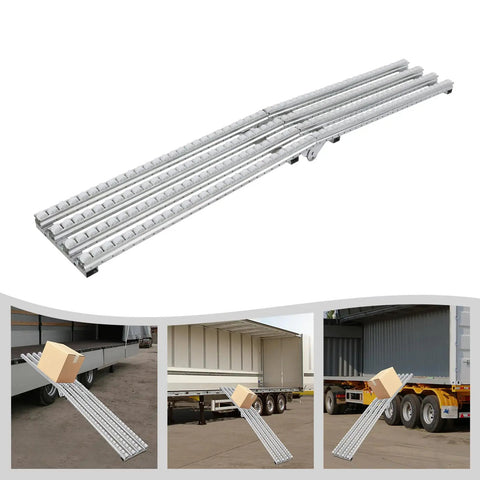 Sturdy 12 Inch Wide Foldable Unpowered Conveyor Table With Galvanized Iron Frame And PE Rollers shown with boxes loading onto trucks.