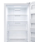 Interior view of Total Game Changer 17 Cu Foot Convertible Upright Freezer And Fridge with LED lighting and wire racks.