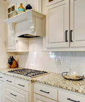 Modern kitchen with 60 Pack 5 Inch Square Cabinet Handles Matte Black Drawer Pulls For Kitchen Cabinets And Cupboards Hardware.
