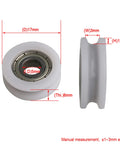 Heavy Duty 1.5mm Depth U Shape Groove Bearing Guide Pulley Wheel 18mm Diameter 5mm Bore 47kg Max Load Pack of 4 Replacement Roller for Sliding Windows Doors Printers, gray U-groove bearing wheel with 18mm diameter