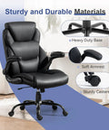 400 Lbs Capacity Big And Tall Leather Executive Office Chair With Padded Flip Up Armrests Cushy Comfort Heavy Duty Swivel Rolling Desk Chair For Home Office Black Durable Metal Base For Stability with detailed view of armrest and casters.
