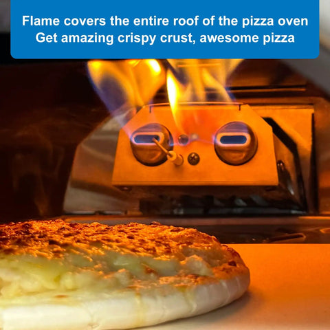 Gas Burner Attachment For Karu 12 Pizza Ovens Converts To Propane Heat Fast, cooking pizza with flames inside oven