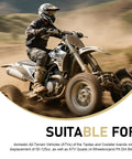 Rider on ATV in desert terrain showcasing suitability for 2 Pack M10xM10 ATV Tie Rod Ends Kit With Beefy Heavy-Duty Left And Right Hand Threads