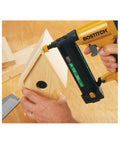 Using 18 Gauge Brad Nailer And Narrow Crown Stapler 2 In 1 Electric Nail Gun For Woodworking on wooden birdhouse