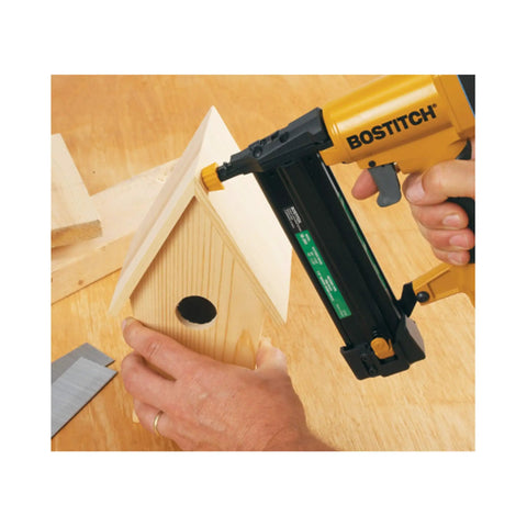 Using 18 Gauge Brad Nailer And Narrow Crown Stapler 2 In 1 Electric Nail Gun For Woodworking on wooden birdhouse