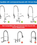 Image displaying compatibility for Built Different Commercial Sink Sprayer With 45 Inch Flexible Stainless Pre Rinse Hose and faucets.