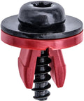 Close-up of red and black component from 15 Piece T30 Engine Splash Shield Bolt Clip Kit Direct Fit For Ford Focus Escape Explorer C Max