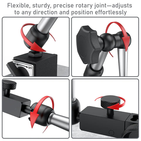 Digital Dial Indicator Gauge With Magnetic Base Stand for precise machining and QC features adjustable joints for positioning.