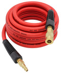 Hybrid Air Hose Three Eighths Inch By Twenty Five Feet 300 PSI Beefy Heavy Duty Lightweight And Kink Resistant coiled red