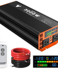Badass Rock Solid 3000 Watt Power Inverter Transforms 12 Volt Dc To 120 Volt Ac For Cars Trucks And Rvs With Dual Ac Outlets And Quick Charge Usb Ports Smooth Powering On Road Trips, displaying inverter and remote control.