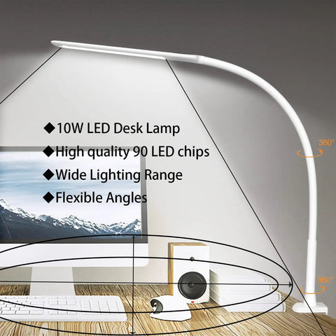LED Desk Lamp With Clamp Workhorse Flexible Gooseneck Architect Table Lamp showing lighting range and design features