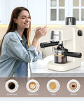 Level Up Your Daily Coffee Grind With This Top Shelf Compact Espresso Machine, white, on counter.