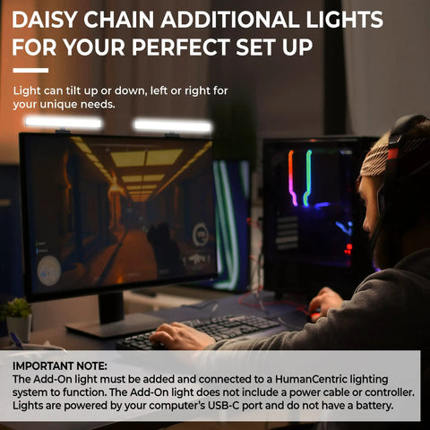 Dual Video Conference Lighting Kit For Webcams And Laptops in gaming setup, lights above monitors