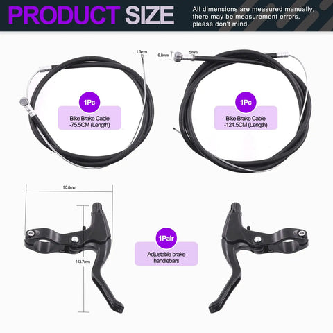 16 Piece Complete Bike Brake Set With Calipers Levers Cables Front And Rear V Brakes Black Aluminum Alloy Handlebars Universal Fit