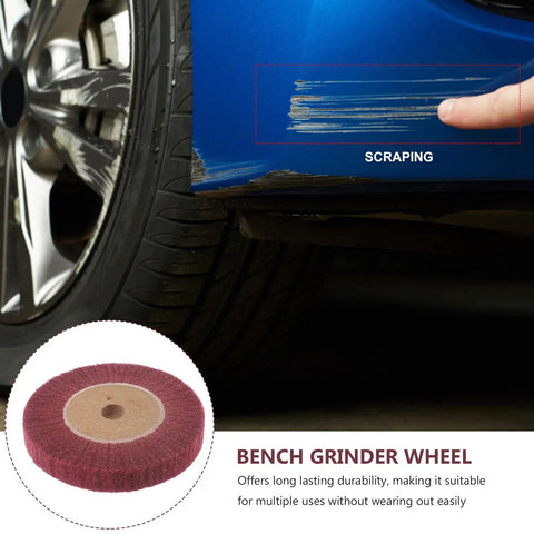 Heavy Duty VOSAREA Bench Grinder Buffing Wheel With Nonwoven Abrasive Cloth for car surface polishing and scratch removal.