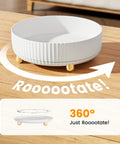 Keep Your Counter Totally On Point With This Compact White 360 Rotating Lazy Susan Makeup Trunk Smart Bathroom Storage Rack For Perfumes And Favorites That Always Stays Within Reach on a wooden surface.
