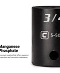 Close-up of One And One Eighth Inch Shallow Impact Socket For Half Inch Drive, Six Point SAE High Torque Power Tool Socket with manganese phosphate coating