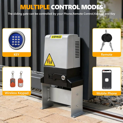 4400lb WiFi Sliding Gate Opener With Smart App Control with keypad and remote control options showcased