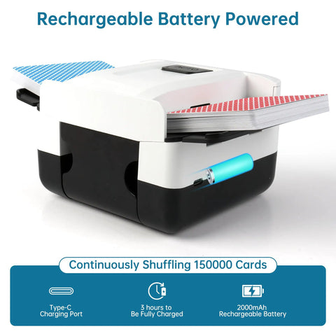 One Press Auto Card Shuffler For 1 To 2 Decks Electric Slot Machine with rechargeable battery for poker and blackjack games.