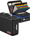 Black Hard Shell Fireproof Document Safe Box With Lock Waterproof Fire Resistant Storage for important papers and laptop.