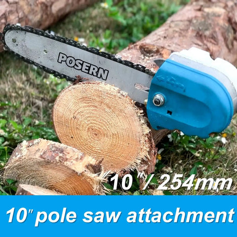 10 Inch Pruner Pole Saw Attachment for Chainsaw Tackle High Branches and Brush with 6 Inch Cutting Capacity POSERN brand on log