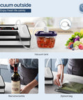 Vacuum Sealer Machine With 90Kpa Vacuum, Dry Moist And Liquid Modes, sealing container, wine bottle, and bag