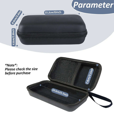 Kickass Waterproof Eva Hard Shell Multimeter Case With Secure Zipper And Stretchy Inner Mesh Pouch For Stowing Testers Meters Tools And Little Parts Around Town, black EVA case, open view showing inner pouch, 6 x 3.4 x 1.8 in.