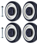 5 Inch Heavy Duty Shopping Cart Replacement Wheels Set Of 4 Stem Casters With 0.3125 Inch Bore Polyurethane, bolts included