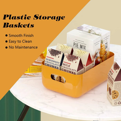 7 Pack Clear Storage Bins Easy Grab Four Point Two Liter for Kitchen Pantry Bathroom Classrooms Durable Plastic Organizer