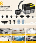 Huitine Portable Steam Cleaner With 1.9 Qt Tank Delivers Powerful High Temp Steam For Stubborn Grease And Dirt On Grout Stovetop And Tiles, 18-piece accessory set.