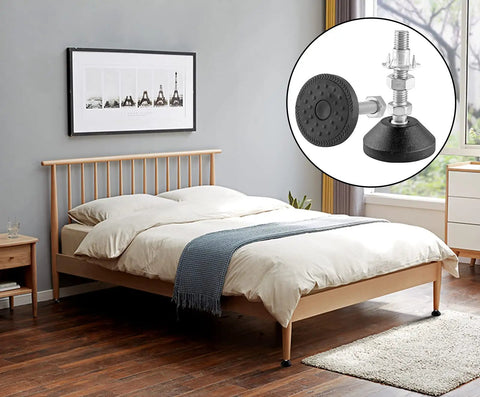 4 Pcs M10 Leveling Feet With T Nut No Slip Threaded Rubber Feet under a bed in a modern bedroom