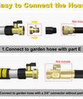 Diagram showing hose connection for Telescoping Gutter Cleaning Kit With 16Ft To 24Ft Reach, with detailed part labels.