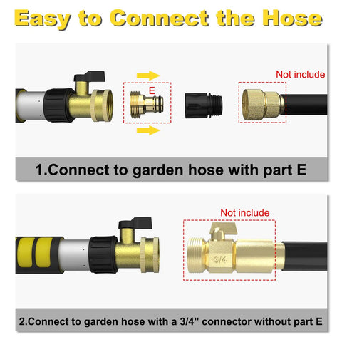 Diagram showing hose connection for Telescoping Gutter Cleaning Kit With 16Ft To 24Ft Reach, with detailed part labels.