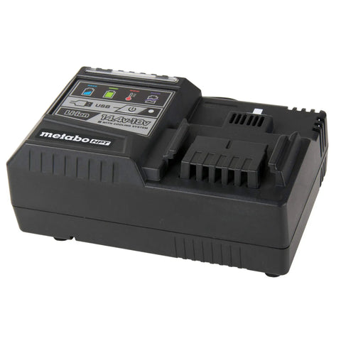 Rapid 18V And 36V Slide Battery Charger With USB Port Fast Charge For Lithium Ion Slide Style Batteries, black compact design.