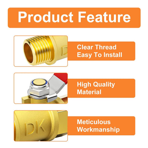 Six Pack 1/4 Inch Brass Mini Ball Valve With Red Lever Shut Off Valve 1/4 Inch Male To Female NPT Thread Fitting Double O Ring