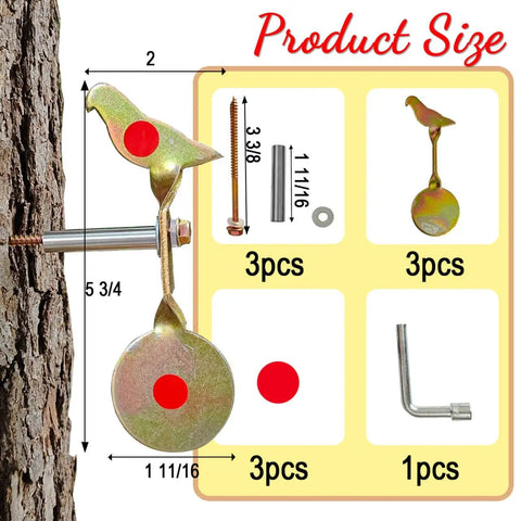 Heavy Duty 3 Pack Spinning Shooting Targets For BB Guns And Air Rifles With Auto Reset 360 Degree Spin Bird Target dimensions