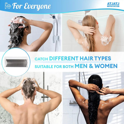 Large White Shower Hair Catcher With Flexible Silicone Bristles works as drain protector for men and women catching hair in shower.