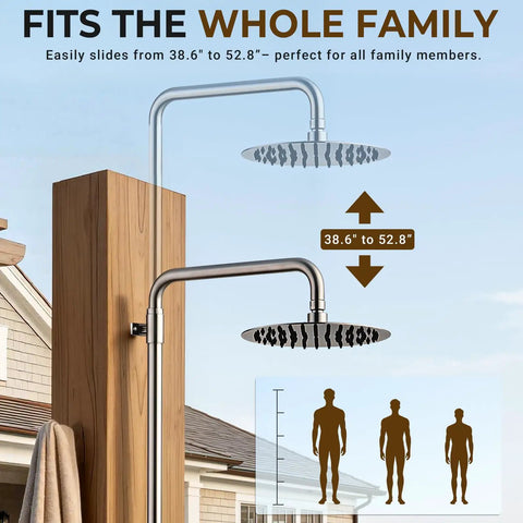 Built Like A Tank 316 Marine Grade Stainless Steel Wall Mount Outdoor Shower Kit Salt Resistant Heavy Duty Fixtures For Poolside Cleaning Patio Maintenance And Coastal Backyards
