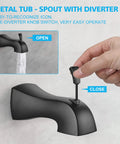 Single-Handle Tub And Shower Faucet Set With Pressure-Balancing Valve Included, matte black spout with diverter detail