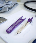 ECG Calipers Measuring Tool For Nurses And Docs, purple digital calipers and caliper divider for electrocardiograms on desk