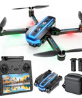 GPS Drone With 4K HD Camera For Grownups, 4.5 Inch Screen On Remote, FPV RC Quad Copter With Auto Return displayed with accessories