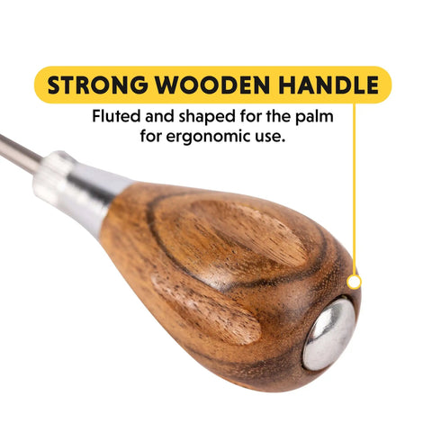 Ergonomic hardwood handle of Handy Scratch Awl With Hardwood Handle For Scribing Layout Work And Piercing Wood Alloy Steel Blade